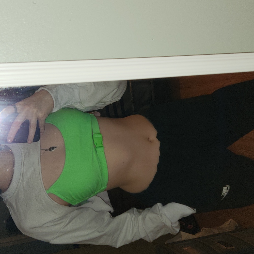 Extreme reveal white crop top long sleeve